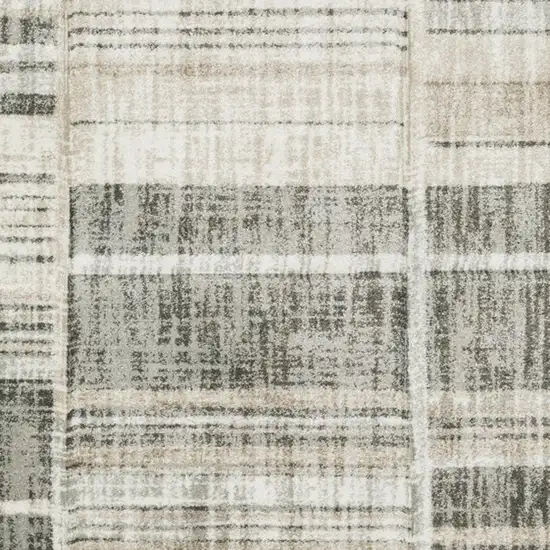 Grey Charcoal Ivory Tan Brown And Beige Geometric Power Loom Stain Resistant Area Rug Photo 3