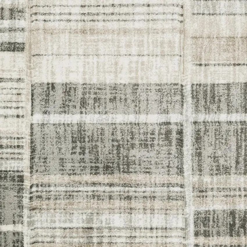 Grey Charcoal Ivory Tan Brown And Beige Geometric Power Loom Stain Resistant Area Rug Photo 3
