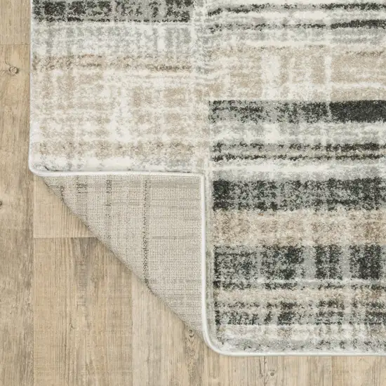 Grey Charcoal Ivory Tan Brown And Beige Geometric Power Loom Stain Resistant Area Rug Photo 8