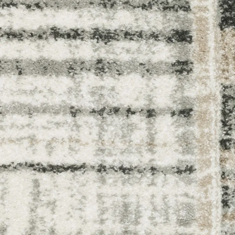 Grey Charcoal Ivory Tan Brown And Beige Geometric Power Loom Stain Resistant Area Rug Photo 3