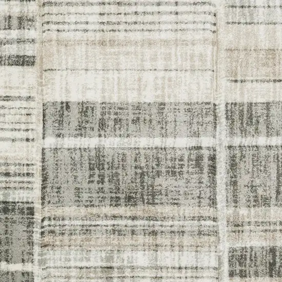 Grey Charcoal Ivory Tan Brown And Beige Geometric Power Loom Stain Resistant Area Rug Photo 3