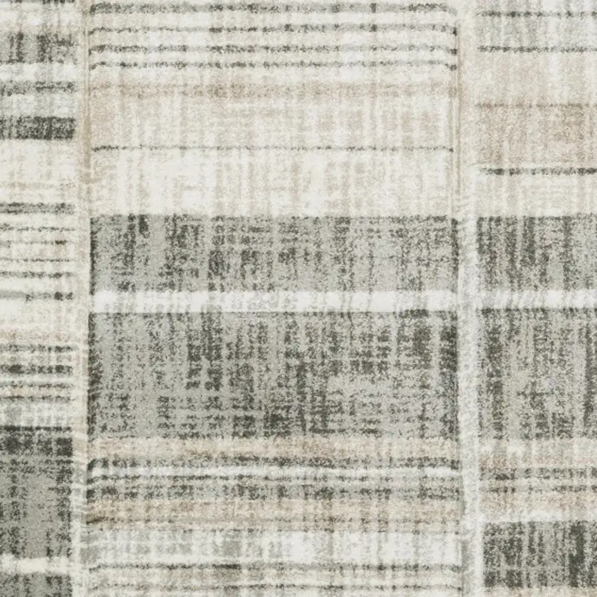 Grey Charcoal Ivory Tan Brown And Beige Geometric Power Loom Stain Resistant Area Rug Photo 3