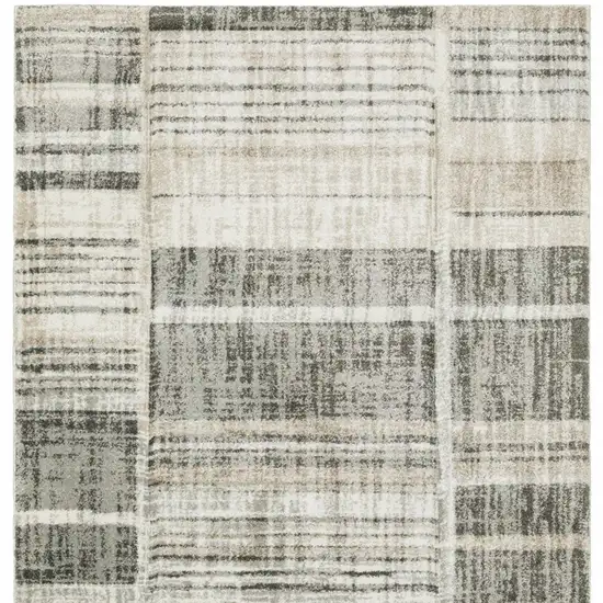 Grey Charcoal Ivory Tan Brown And Beige Geometric Power Loom Stain Resistant Area Rug Photo 4