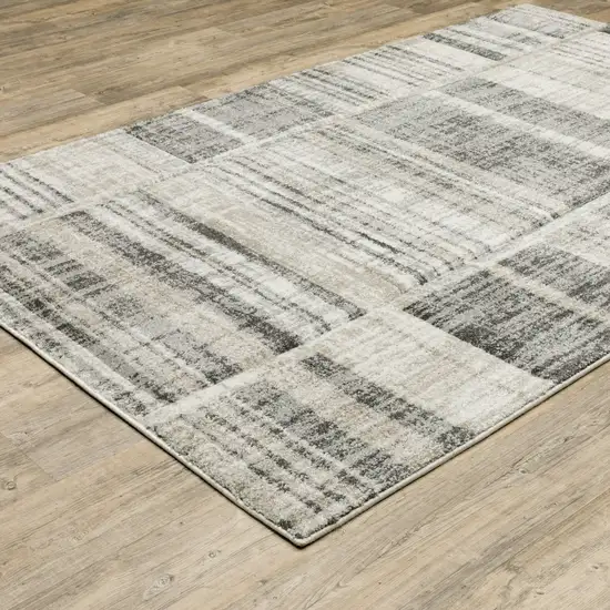 Grey Charcoal Ivory Tan Brown And Beige Geometric Power Loom Stain Resistant Area Rug Photo 6