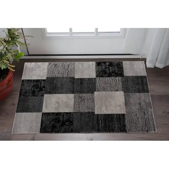 Grey Checkered Area Rug Photo 1