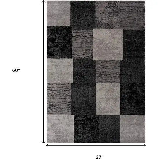 Grey Checkered Area Rug Photo 3