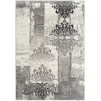 Photo of Grey Damask Power Loom Stain Resistant Area Rug