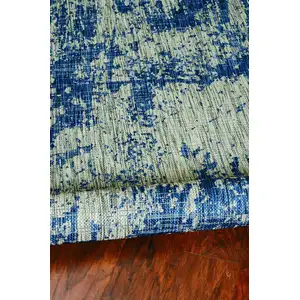 Photo of Grey Denim Machine Woven UV Treated Abstract Brushstroke Indoor Outdoor Area Rug