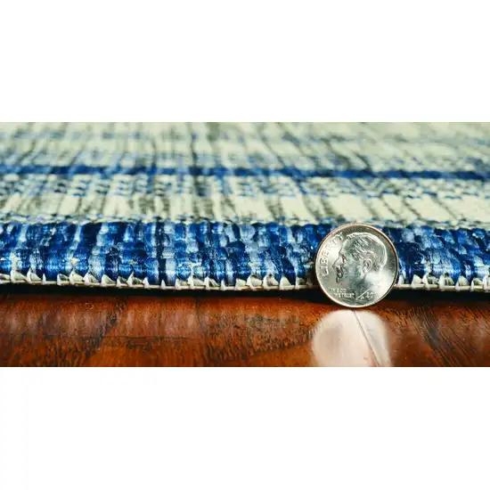 Grey Denim Machine Woven UV Treated Bordered Indoor Outdoor Area Rug Photo 5