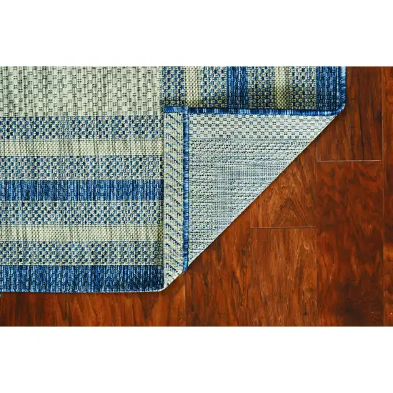 Grey Denim Machine Woven UV Treated Bordered Indoor Outdoor Area Rug Photo 3