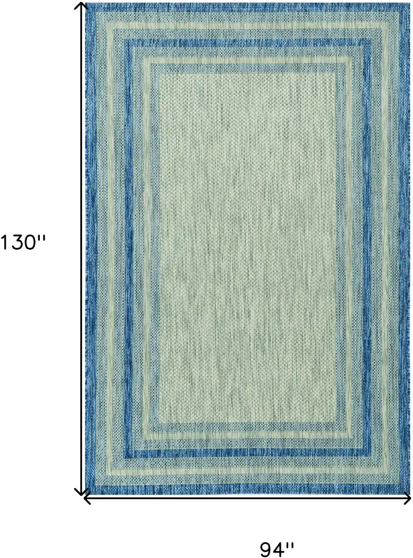 8'X11' Grey Denim Machine Woven Uv Treated Bordered Indoor Outdoor Area Rug Photo 8