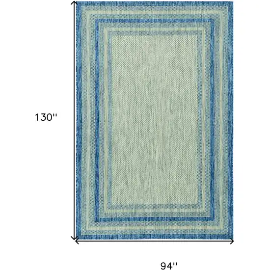 8'X11' Grey Denim Machine Woven Uv Treated Bordered Indoor Outdoor Area Rug Photo 8