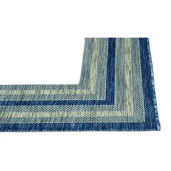 Grey Denim Machine Woven UV Treated Bordered Indoor Outdoor Area Rug Photo 2