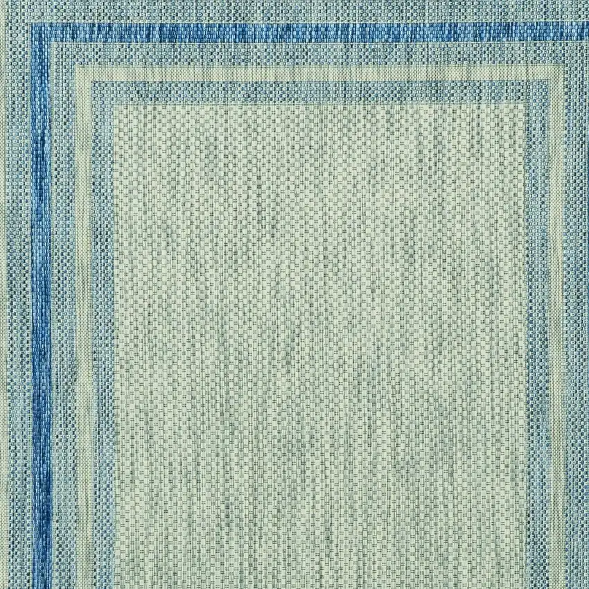 8'X11' Grey Denim Machine Woven Uv Treated Bordered Indoor Outdoor Area Rug Photo 5