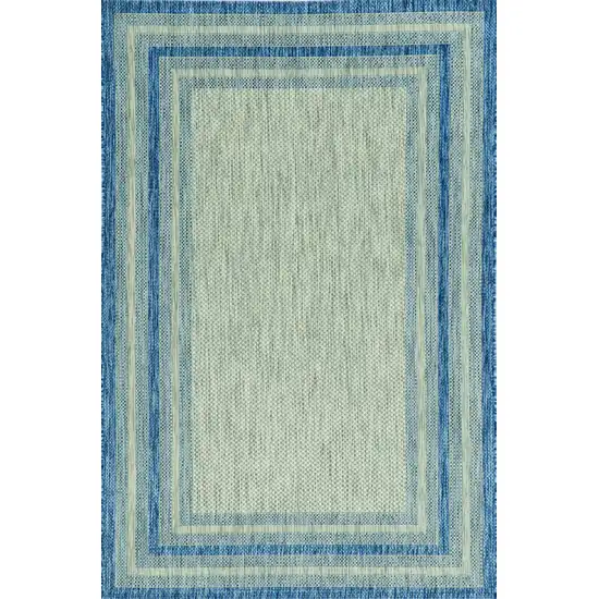 Grey Denim Machine Woven UV Treated Bordered Indoor Outdoor Area Rug Photo 1