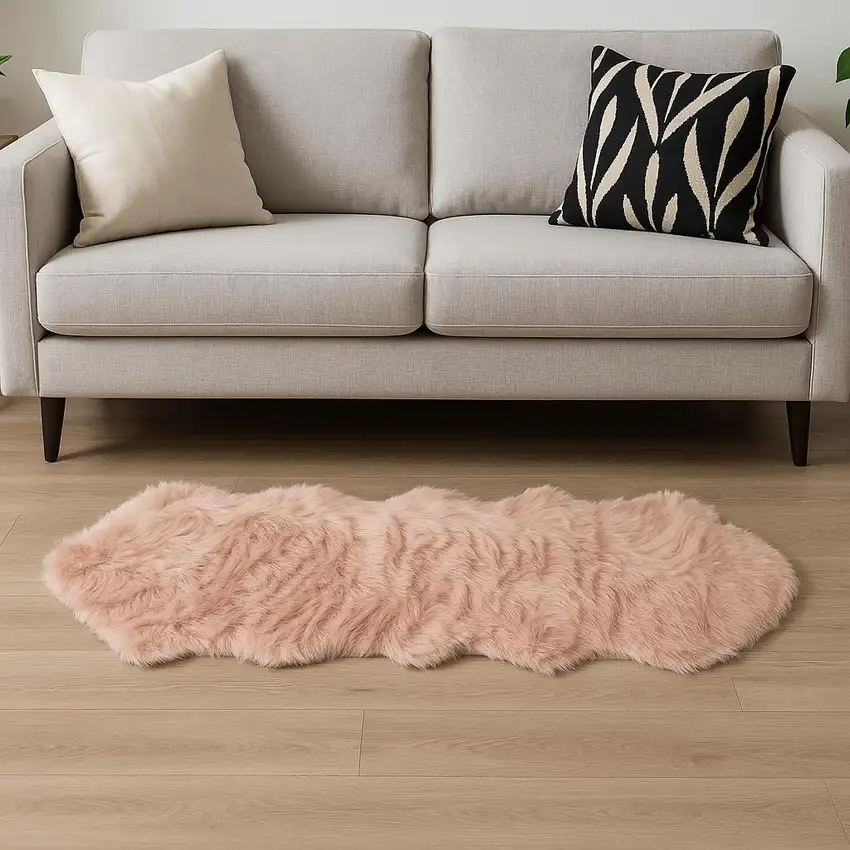 Grey Faux Fur Washable Non Skid Area Rug Photo 1