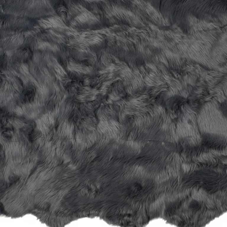 Grey Faux Fur Washable Non Skid Area Rug Photo 4