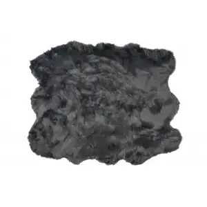 Photo of Grey Faux Fur Washable Non Skid Area Rug