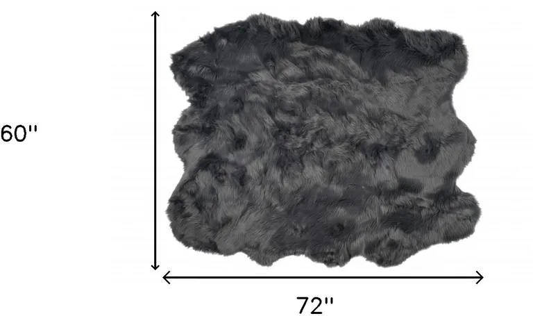Grey Faux Fur Washable Non Skid Area Rug Photo 3
