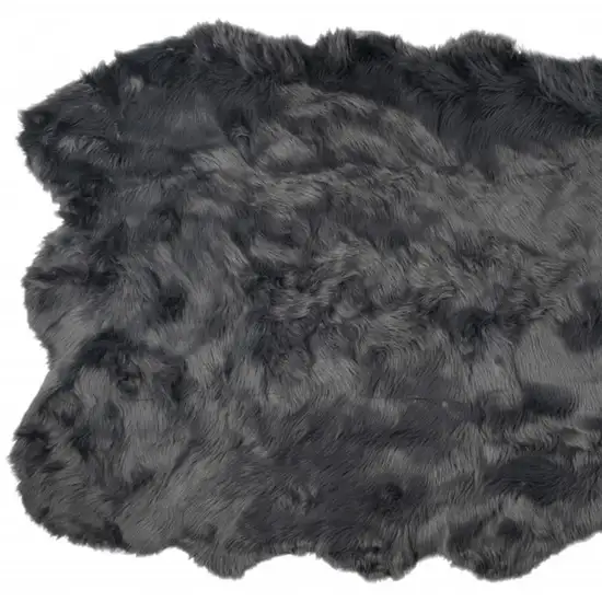Grey Faux Fur Washable Non Skid Area Rug Photo 3