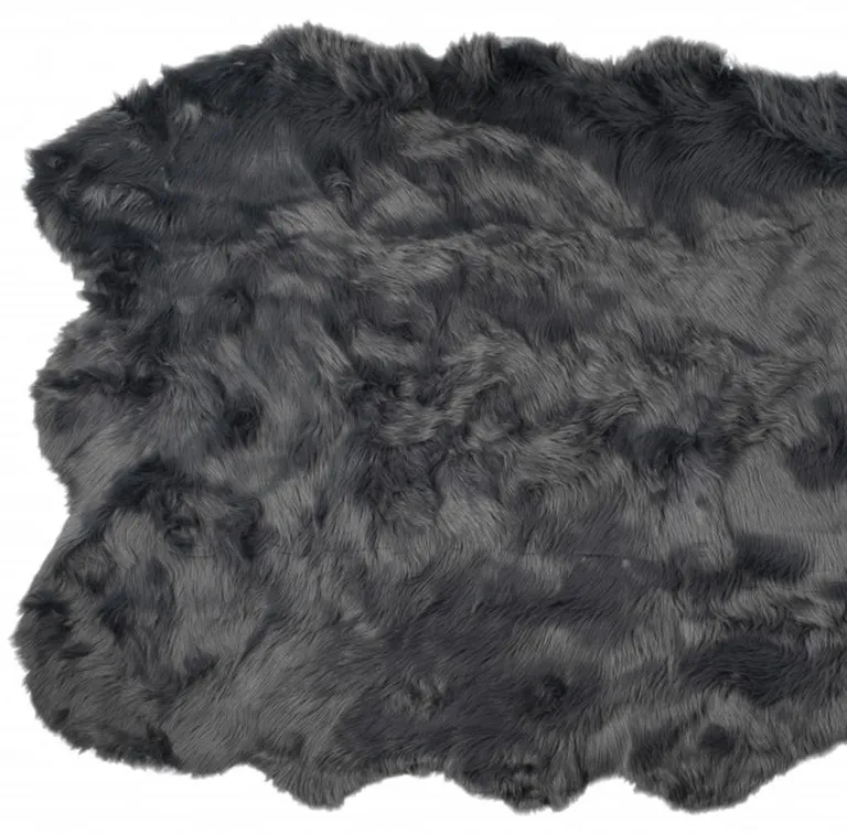 Grey Faux Fur Washable Non Skid Area Rug Photo 5
