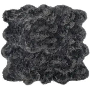 Photo of Grey Faux Fur Washable Non Skid Area Rug