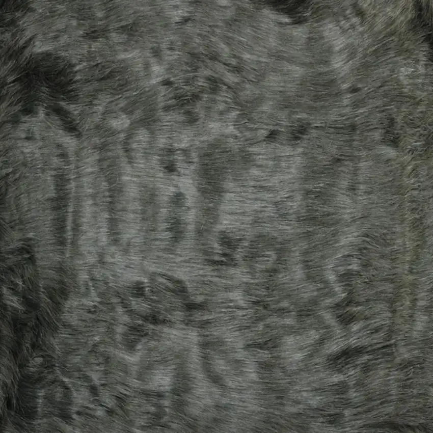 Grey Faux Fur Animal Print Area Rug Photo 3