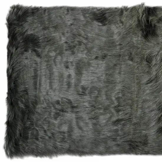 Grey Faux Fur Animal Print Area Rug Photo 4
