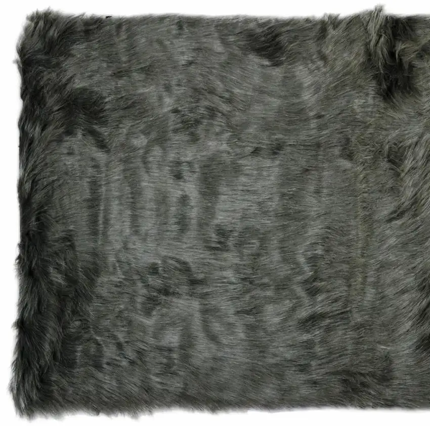 Grey Faux Fur Animal Print Area Rug Photo 4