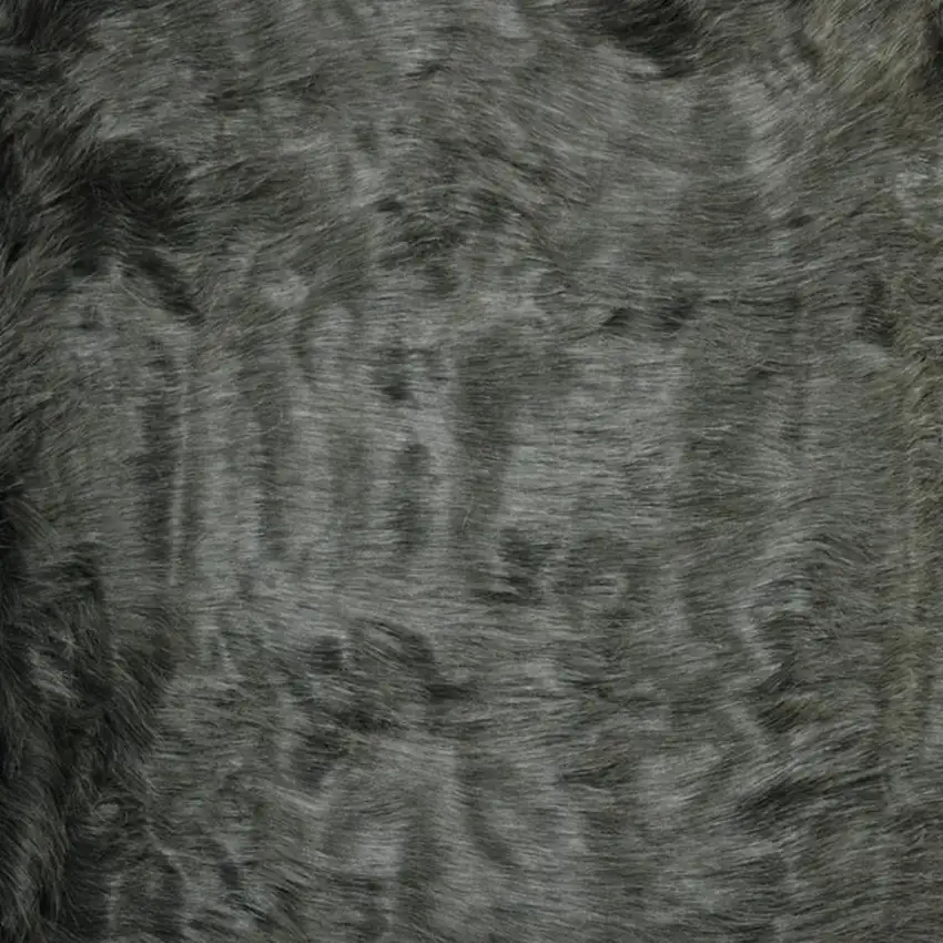 Grey Faux Fur Animal Print Area Rug Photo 7