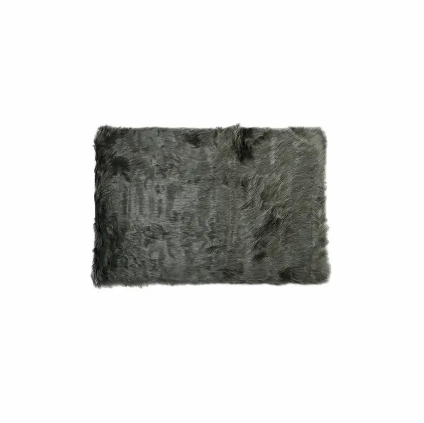 Grey Faux Fur Animal Print Area Rug Photo 1