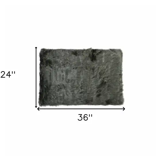 Grey Faux Fur Animal Print Area Rug Photo 8