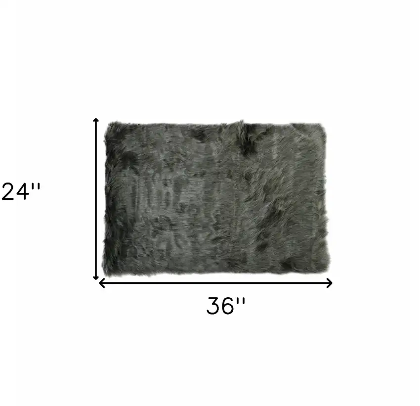 Grey Faux Fur Animal Print Area Rug Photo 8