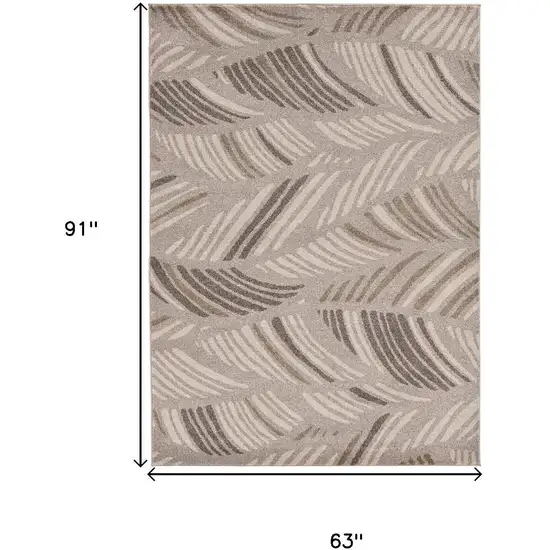 Beige And Brown Tropical Botanical Area Rug Photo 3