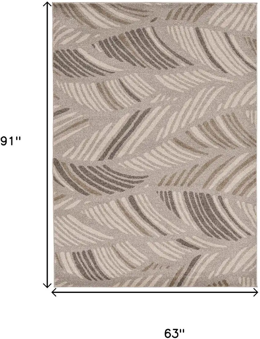 Beige And Brown Tropical Botanical Area Rug Photo 3