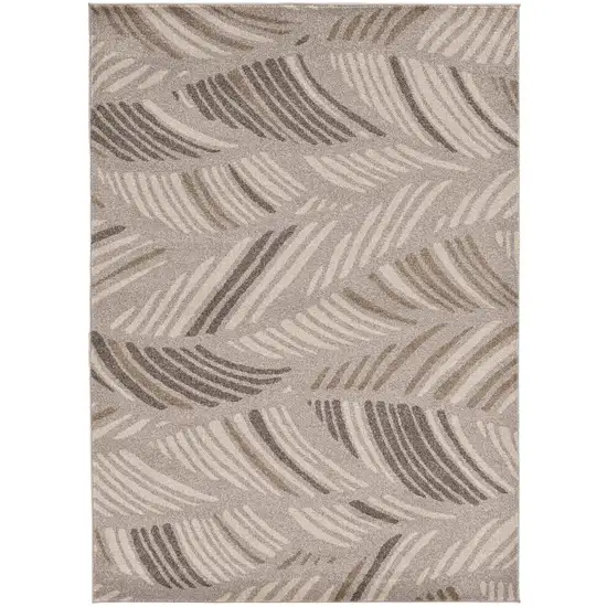 Beige And Brown Tropical Botanical Area Rug Photo 2