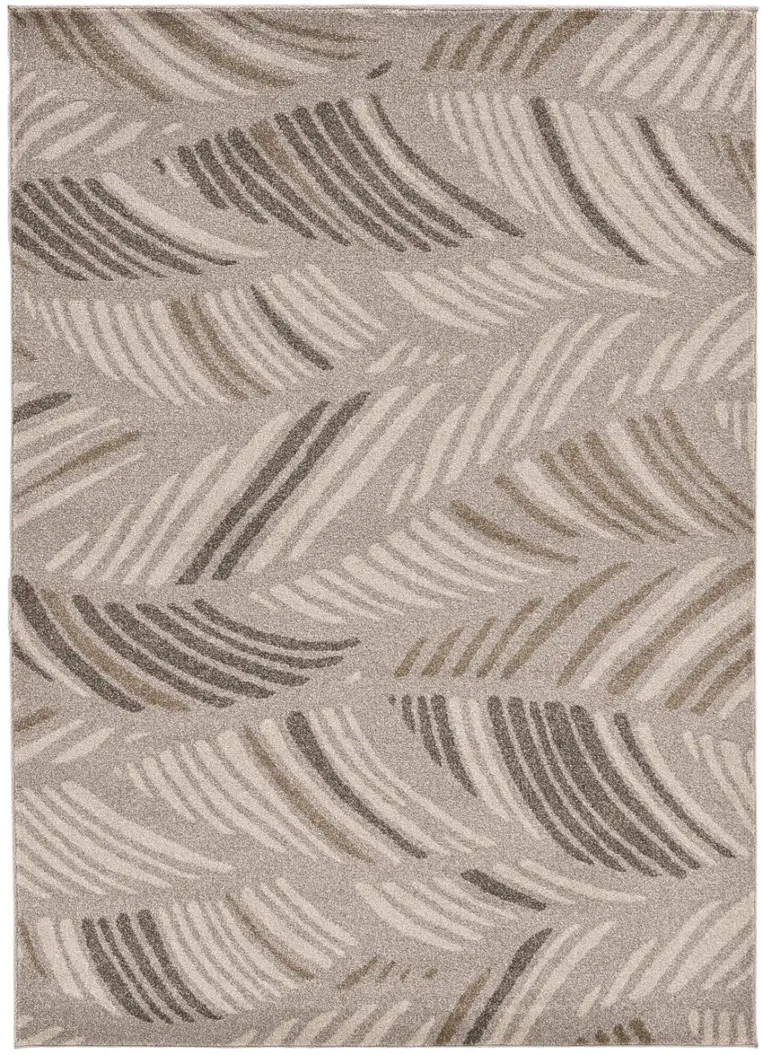 Beige And Brown Tropical Botanical Area Rug Photo 2