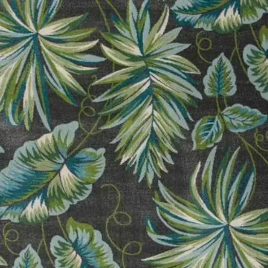 Gray Teal And Green Botanical Leaves Area Rug Photo 6
