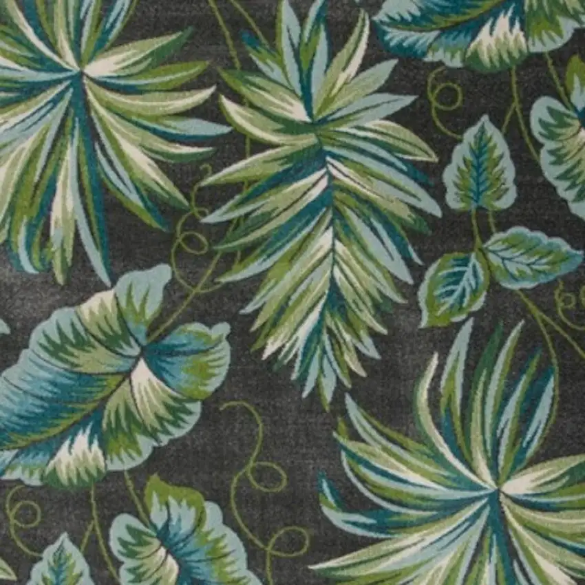Gray Teal And Green Botanical Leaves Area Rug Photo 6