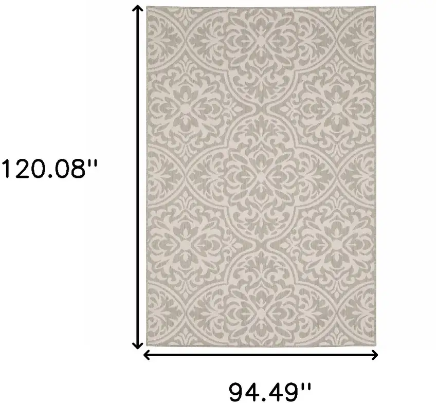 Grey Floral Stain Resistant Indoor Outdoor Area Rug Photo 8