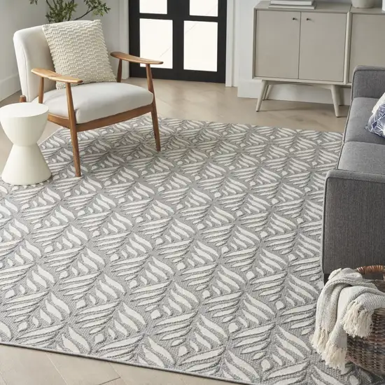 Grey Floral Stain Resistant Non Skid Area Rug Photo 5