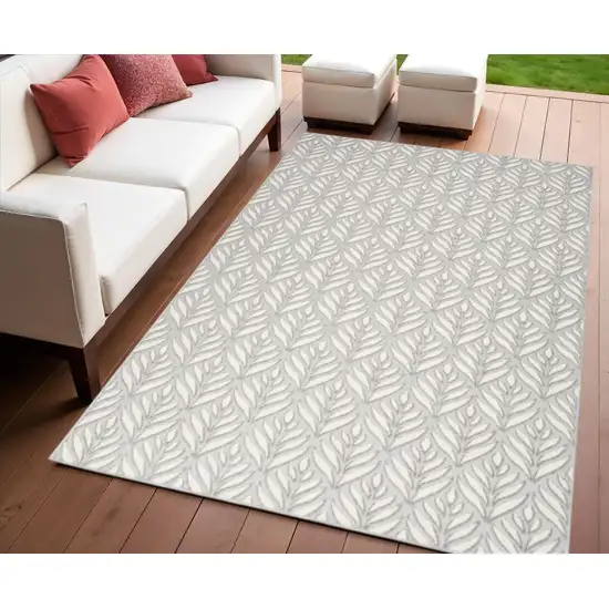 Grey Floral Stain Resistant Non Skid Area Rug Photo 1