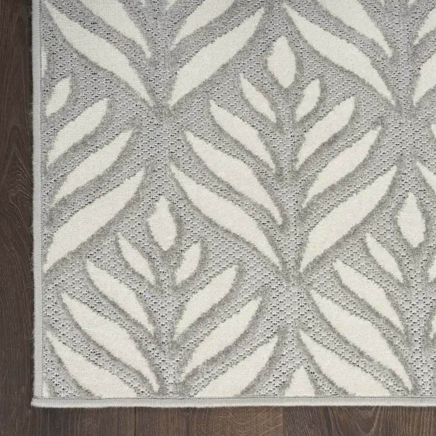 Grey Floral Stain Resistant Non Skid Area Rug Photo 9