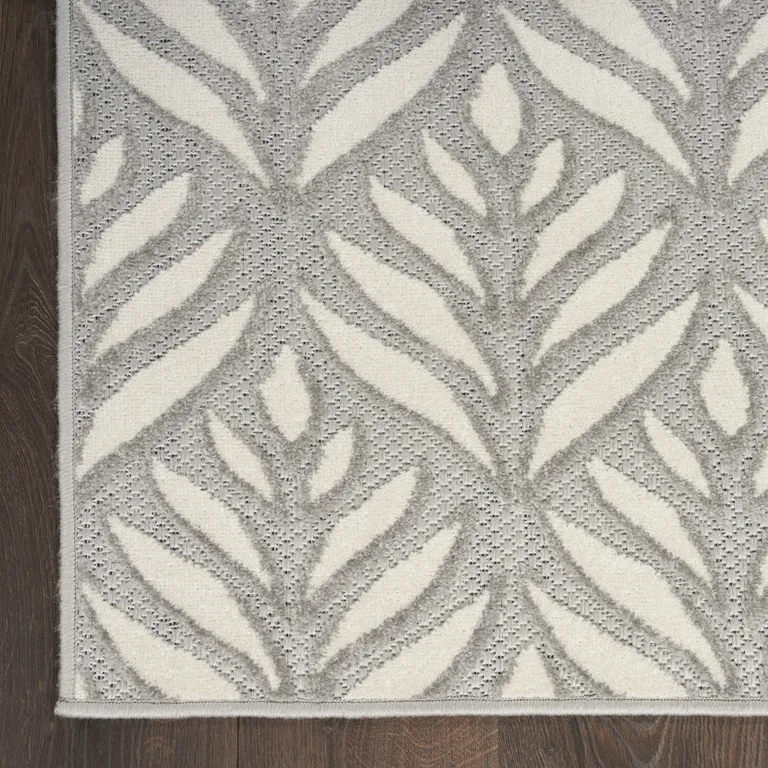 Grey Floral Stain Resistant Non Skid Area Rug Photo 5