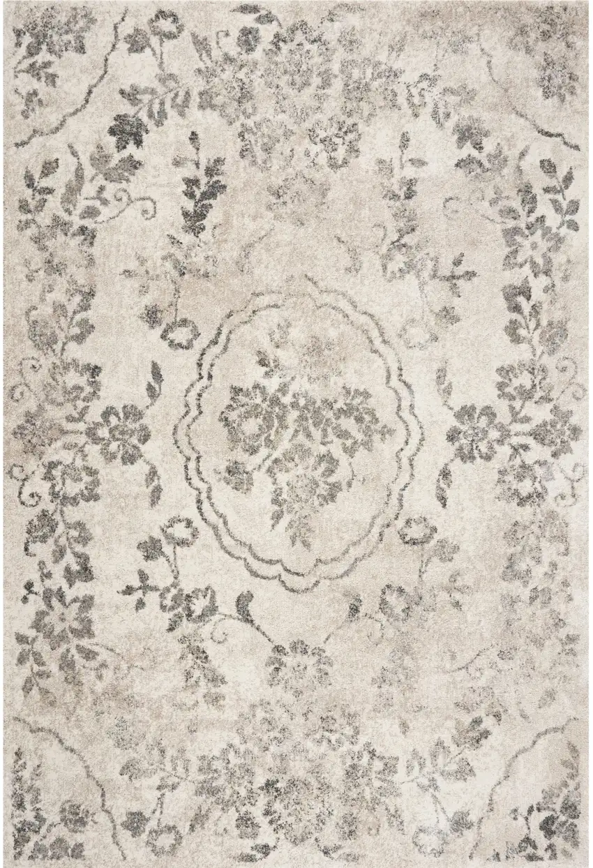 Grey Floral Vines Area Rug Photo 2