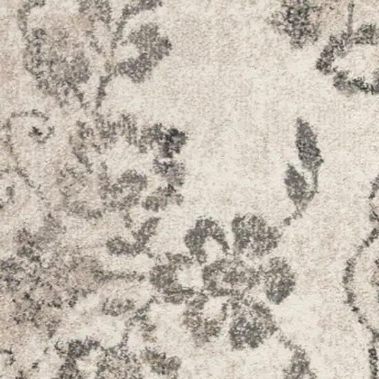 Gray And Tan Floral Distressed Area Rug Photo 4