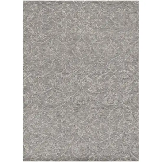 Gray And Light Gray Wool Floral Vines Hand Tufted Area Rug Photo 2