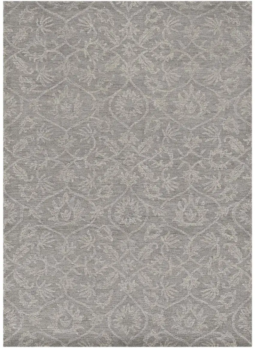 Gray And Light Gray Wool Floral Vines Hand Tufted Area Rug Photo 2