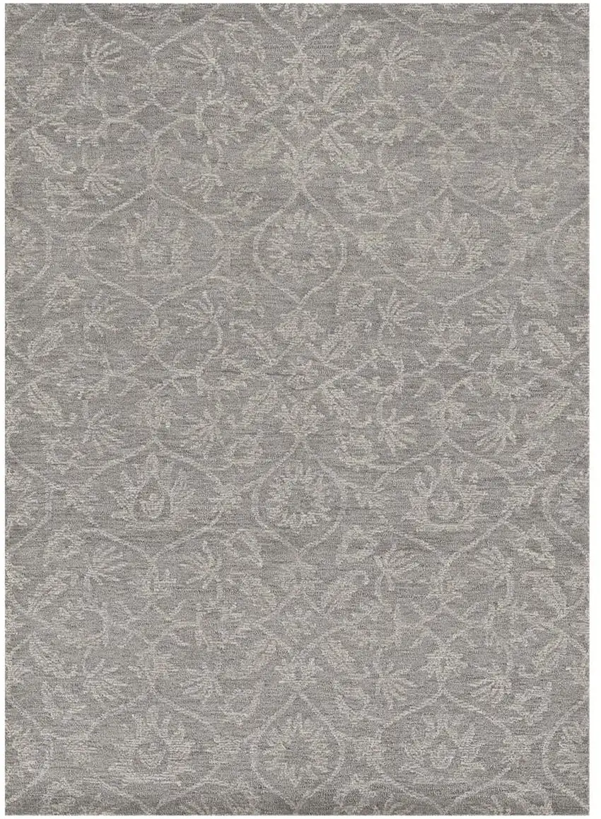 Grey Floral Vines Wool Indoor Area Rug Photo 2