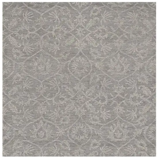 Gray And Light Gray Wool Floral Vines Hand Tufted Area Rug Photo 4